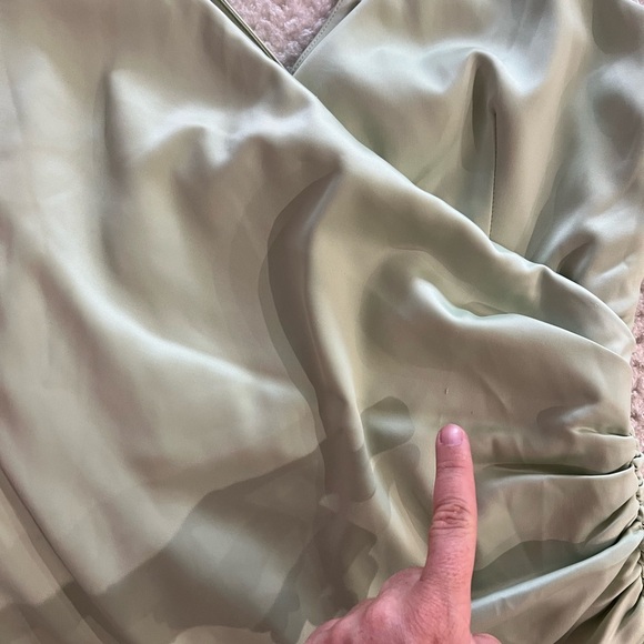 NWT Lovers and Friends Dawn Gown Sage Green draped satin maxi dress Revolve S - Picture 14 of 14